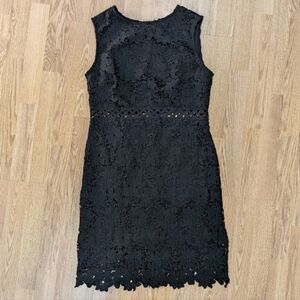 Suzy Shier Black Sleeveless Sheath Lacey Mini Dress